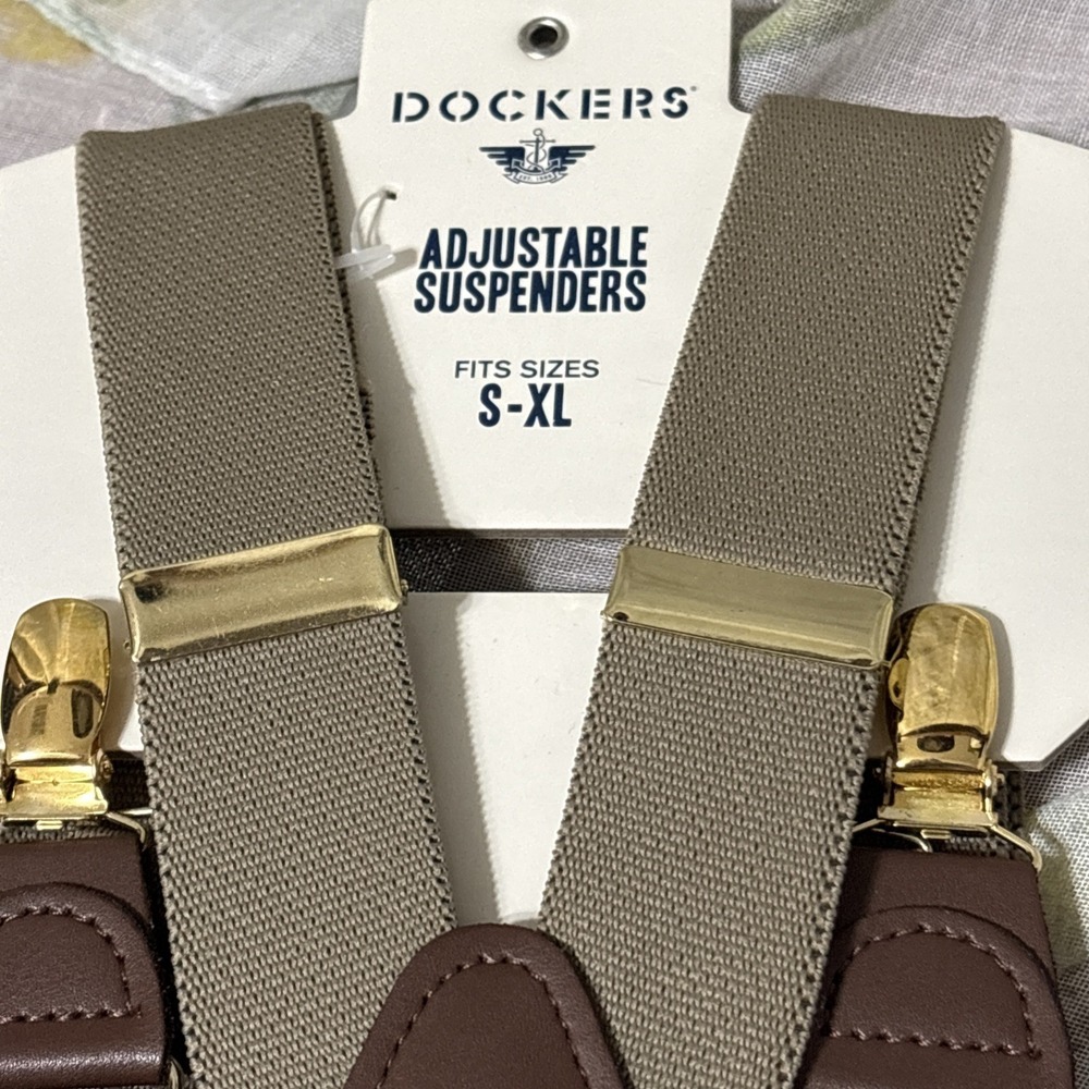 Dockers Adjustable Suspenders Fits S-XL Khaki